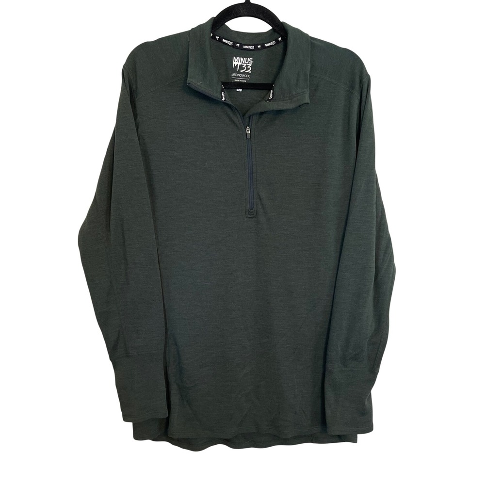 Minus33 Chocorua Midweight 1/4 Zip Merino Wool Pullover Forest Green Mens L